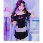  ансамбль ANAPGiRL×[Barbie] ламе off shoruTOPS× плиссировать ska Kids ребенок одежда девочка 