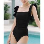  купальный костюм body type покрытие [ новый продукт ] оборка квадратное шея One-piece купальный костюм женский талия автомобиль - кольцо resort купальный костюм женский 