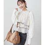  ансамбль [ надеты поворот свободный . Trend Layered 2 пункт SET]a женский li оборка блуза × вязаный болеро SET