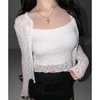  ансамбль [ 2 позиций комплект ] стрейч гонки me low топ + кардиган комплект |stretch lace mellow camisole + cardigan set