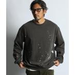  футболка тренировочный [WEB ограничение item ]SPLATTER USED SWEAT CREW: выставить соответствует краска принт б/у Like тренировочный /s блюдо te...