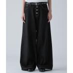  широкий брюки джинсы [VELNUS][12oz]Wide Straight Button-Fly Denim Pants / широкий распорка кнопка fly Denim брюки мужской женский 