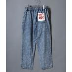  широкий брюки джинсы Chemical-Washed Denim Chef Pants / Chemical woshu Denim shef брюки широкий конические брюки талия резина передний .. мужской...