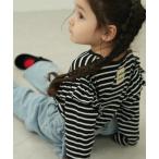tシャツ 「90-150cm」 ワッフル 袖フリルボーダーロンT キッズ 子供服 女の子