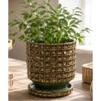 �ԕr �u���ꌊ�E�󂯎M�t���vYARD inc - CUBIC pot �� saucer - �i�q�͗l���֖�̕\����y���ޖ�3�`5���Ή��̃Z���~�b�N�A�ؔ��V���[�Y�@M�T�C�Y