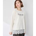 tシャツ レース切り替えロゴプリントカットプルオーバー レディース