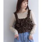 キャミソール 「WEB限定」花柄シャーリングビスチェ