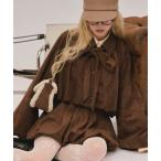 コート アウター suede balloon ribbon jacket / スウェードバルーンリボンジャケット レディース