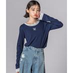 tシャツ バタフライ刺しゅうシアーレイヤード風長袖トップス(130~160cm) キッズ 子供服 女の子
