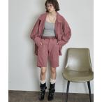 ハーフパンツ パンツ 短パン コーデュロイ 配色ベルトスリムハーフパンツ レディース