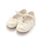 バレエシューズ チュールリボン＆パール付きストラップシューズ(15~19cm) キッズ 子供 女の子