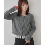 tシャツ 「WEB限定」ボーダー裾レースカーディガン レディース
