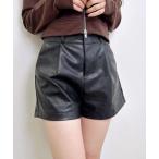 パンツ フェイクレザーショートパンツ レディース