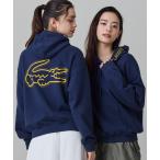 ラコステ パーカー 「オンライン限定」LACOSTE  オーバーサイズ フード刺繍ロゴ バックプリント プルオーバーパーカー メンズ レディース