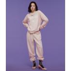  широкий брюки тренировочный брюки джерси SLIM JOGGER PANTS FLOWER LOGO / тонкий брюки-джоггеры цветок Logo женский 