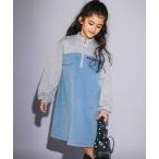 ワンピース ハーフジップデニム裏毛切り替えワンピース(110~150cm) キッズ 子供服 女の子