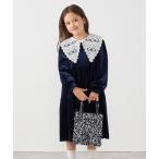ワンピース 「手洗い可能」レース カラー ポリエステルベロア ティアード ワンピース 「KIDS」 キッズ 子供服 女の子