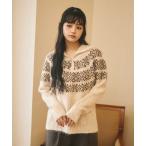 tシャツ ノルディック柄ハーフジップニットプルオーバー レディース