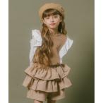 tシャツ ドッキングデザインフリル裏毛トップス キッズ 子供服 女の子