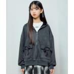 パーカー スエードリボンパーカー パーカー トップス 長袖 羽織り アウター スエード リボン ジャケット ポケット 秋 冬 韓国 キッズ 子供服 女の子