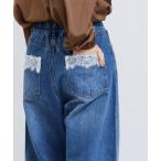  широкий брюки джинсы Denim Denim брюки карман гонки широкий Denim брюки женский 
