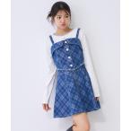 ワンピース 「LTXC」チェックデニムスカートセットアップ キッズ 子供服 女の子