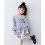 ワンピース 「KIDS」ミニ裏毛シャーリングかすれロゴミニワンピチュニック キッズ 子供服 女の子