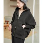 パーカー 「ゴールドジップ/追加」ボリュームジップアップフーディー レディース