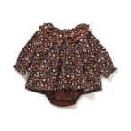ベビー服 ロンパース 「リンク」花柄スカラップ襟ボディースーツ