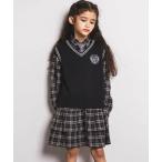 ワンピース 「お揃い」ネクタイ付きチェックワンピース＆ニットベストセット(110~150cm) キッズ 子供服 女の子