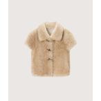  мутоновое пальто боа пальто Collared Toggle Faux Fur Short Sleeve Vest/ воротник имеется кривошип искусственный мех короткий рукав лучший женский 
