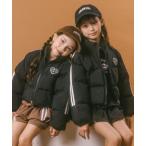 ダウン アウター 「軽ポカ」ハートロゴサイドラインショート中綿ジャケット キッズ 子供服 女の子