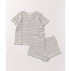 ベビー 「Quincy Mae」Waffle Shortie Set Sage Stripe