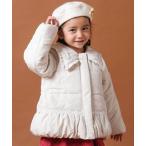 ダウン アウター リボン風ビッグカラーフリル付きピーチ起毛タフタコート(80~130cm) キッズ 子供服 女の子