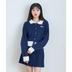 ワンピース 「LTXC/洗える」配色衿カーデ風ニットセットアップ キッズ 子供服 女の子
