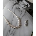 イヤリング パールビジューネックレス＆イヤリングのアクセサリーセット 結婚式 パーティー お呼ばれ オケージョン レディース