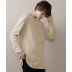 tシャツ Tシャツ メンズ ワッフル編みオーバーロングカットソー/サイドスリットヘムライン(L/Sスリーブ)