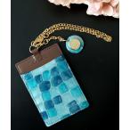 パスケース ステンドグラス風エナメルレザーチェーン付きパスケース
