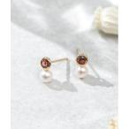 ピアス 「誕生石」K10 アコヤパール×カラーストーン ピアス レディース