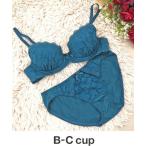 下着女性 上下セット 【ブラ＆ショーツ セット】花柄ケミカルレース　B-Ccup