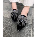 ショッピングリボン パンプス キラキラ　ビッグリボンデザインパンプス