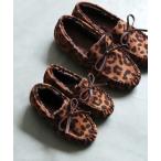 シューズ モカシン デッキシューズ あったかシャギーファーのリボン付きキッズモカシンシューズ