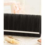 バッグ クラッチバッグ サテンプリーツ×メタルフレームクラッチバッグ