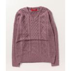 ニット ケ−ブル編み／Ｖネック フィッシャ−マンズセ−タ−