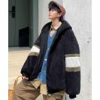 ブルゾン アウター 「neos -addictive design-」ルーズシルエット ライン フード フリース ボアブルゾン メンズ レディース