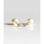 ピアス シャンパンダイヤモンド 0.1ct ピアス | K18 「パールキャッチ」 レディース