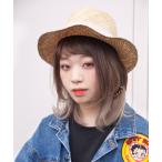 帽子 ハット シャンブレ リボンベルト ラフィアハット カンカン帽 レディース メンズ