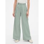 パンツ チノパン ハイライズ プリーツ ワイドレッグ チノ レディース