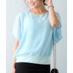 tシャツ Tシャツ シフォン　ふんわりスリーブトップス