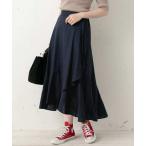 スカート リネンラップマキシスカート∴